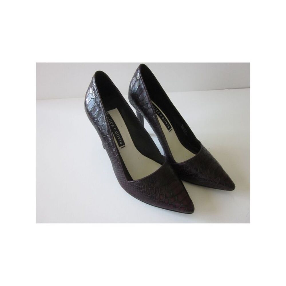 ALICE+OLIVIA Womens Bordeaux Purple Snake Dina Stiletto Slip On Pumps 36.5